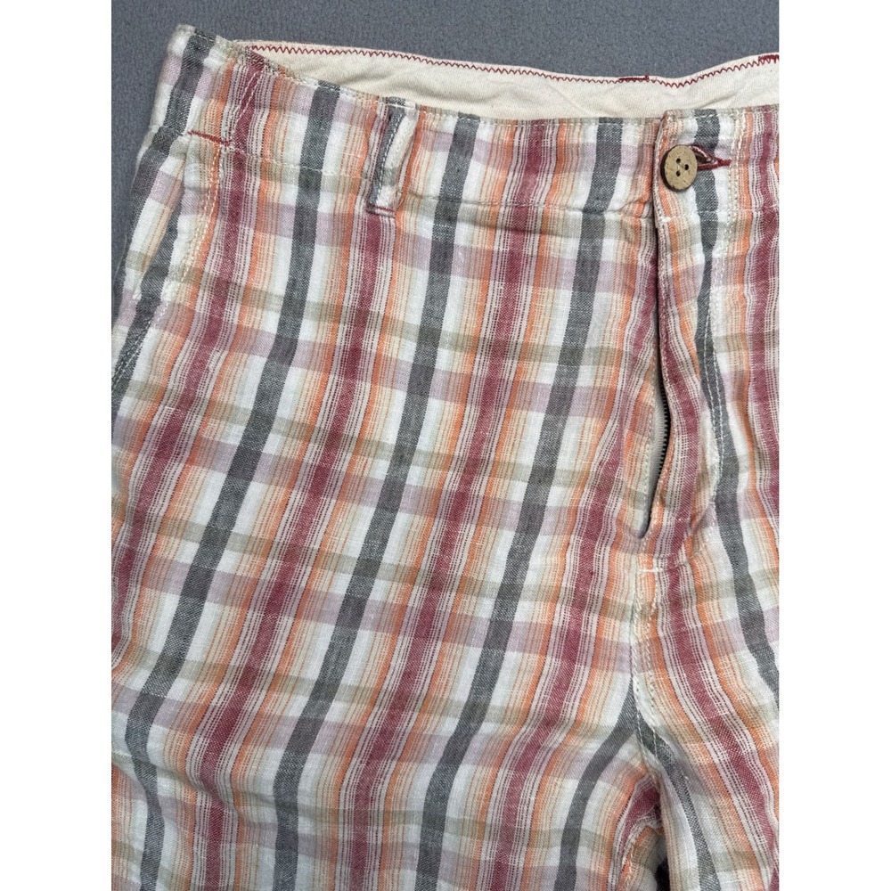 Tommy Bahama Shorts Men 33 Multicolor Plaid Flat Front 100% Linen Casual Summer
